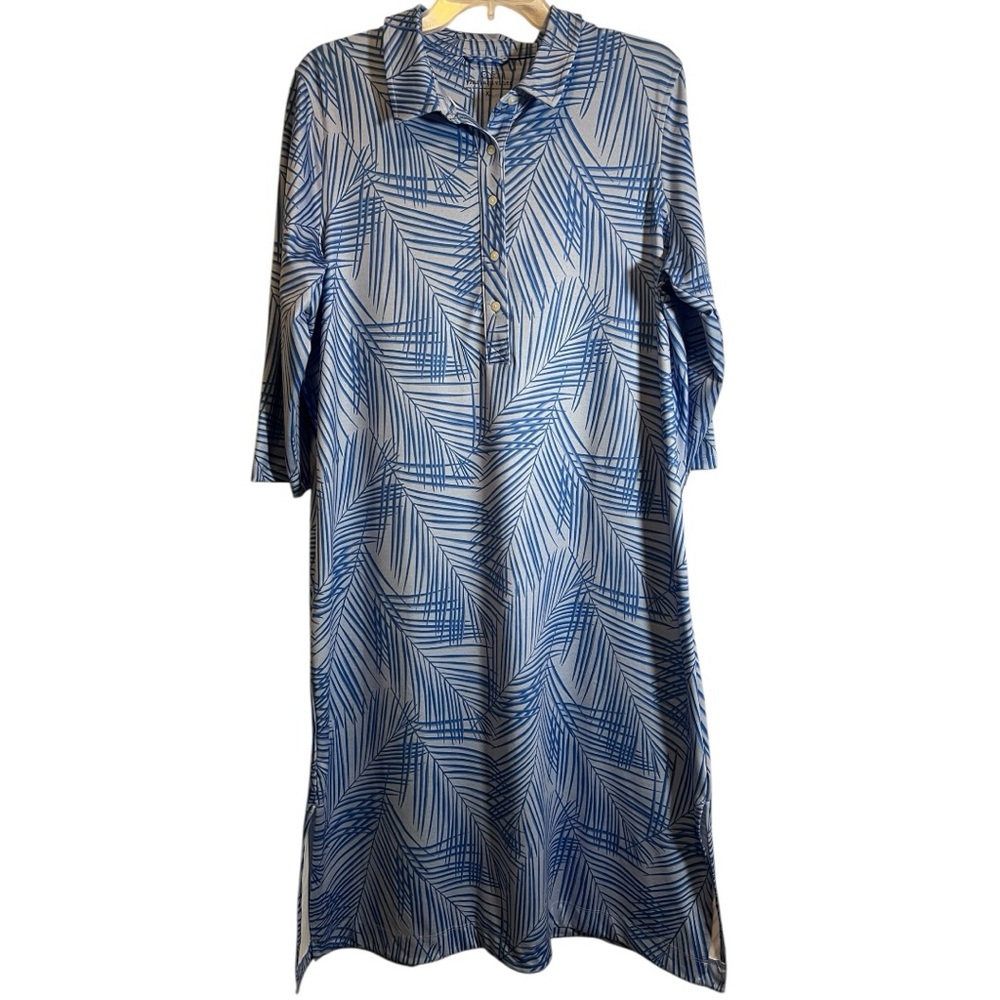 Vineyard Vines Blue and White Palm-Print Shift Dress